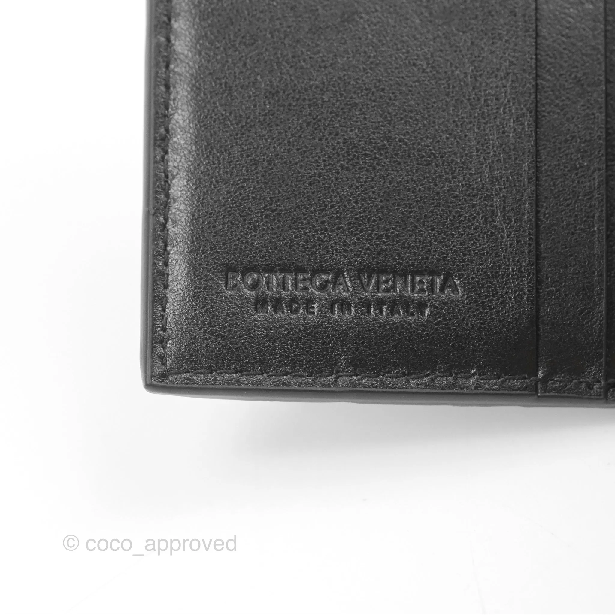 Bottega Veneta Black Small Intrecciato Tri-Fold Zip Wallet