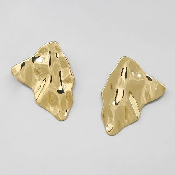 Crumpled Metal Stud Earrings