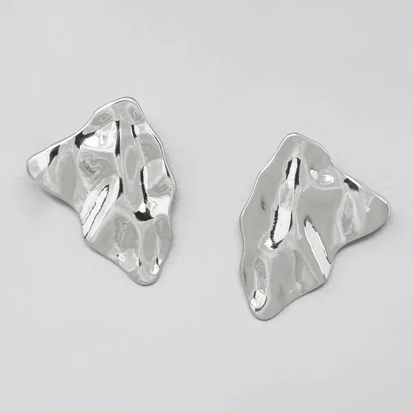 Crumpled Metal Stud Earrings