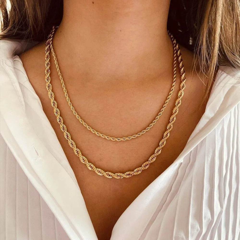 Gold Rope Chain Necklace Chocker
