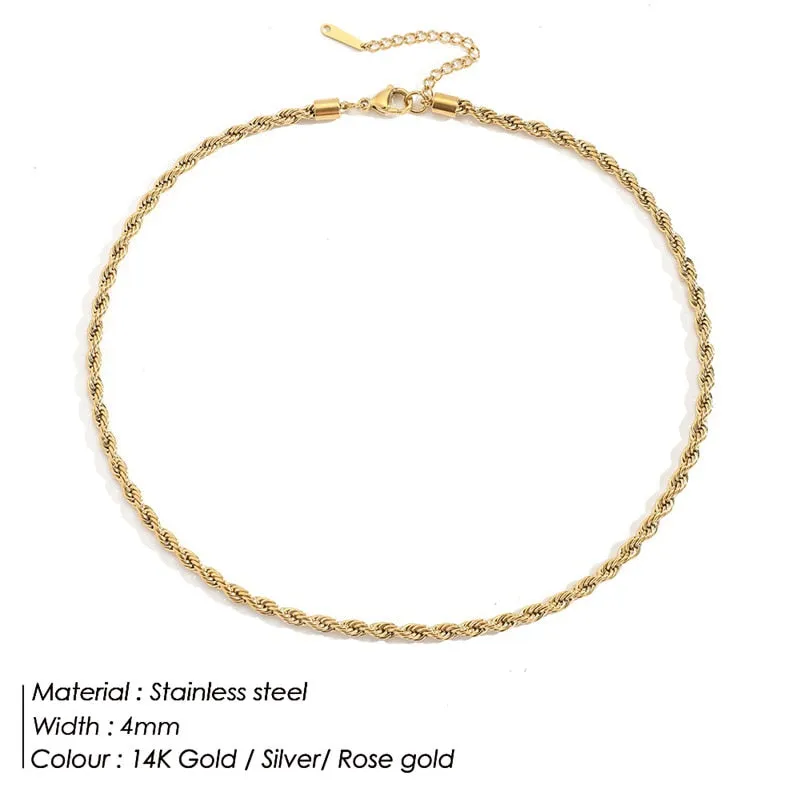 Gold Rope Chain Necklace Chocker