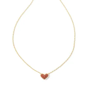 Kendra Scott Ari Pave Crystal Heart Necklace Gold-Red Crystal