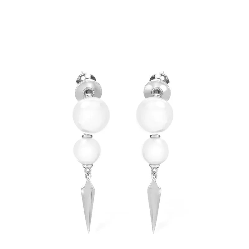MELINDA MARIA | Perfect Pearl 2-Drop Spike Earrings