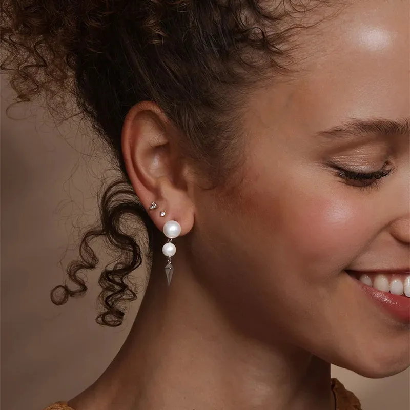 MELINDA MARIA | Perfect Pearl 2-Drop Spike Earrings