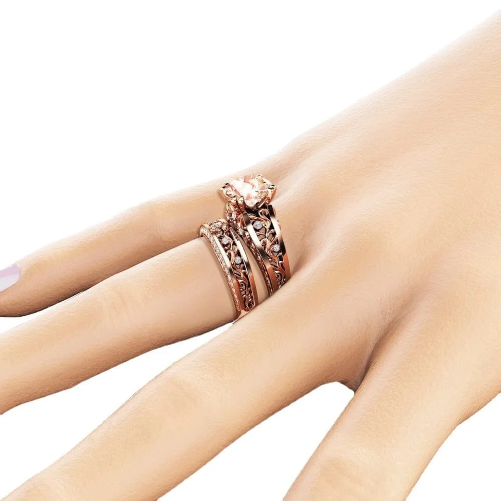 Rose Gold Plated Champagne Gem 2 Stack Rings