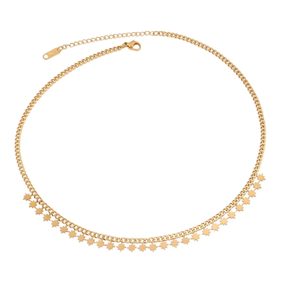 Round Geometric Pendant Necklace Choker