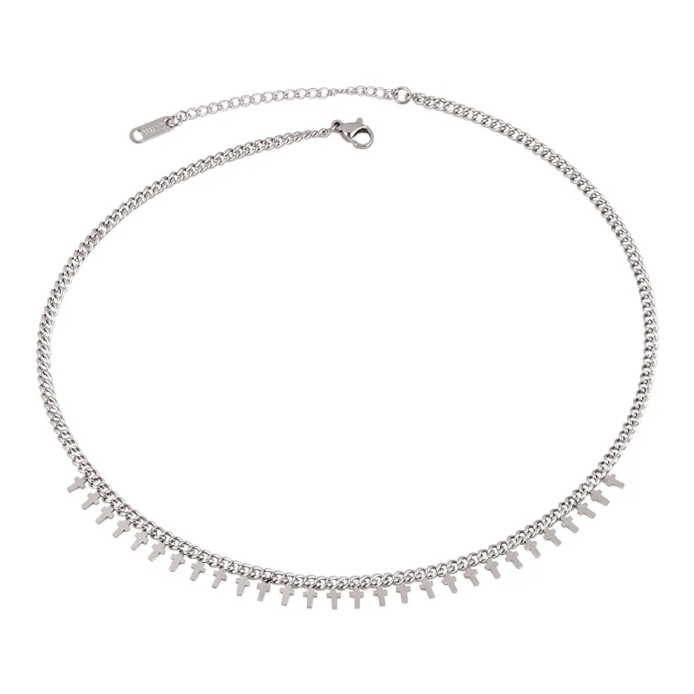 Round Geometric Pendant Necklace Choker