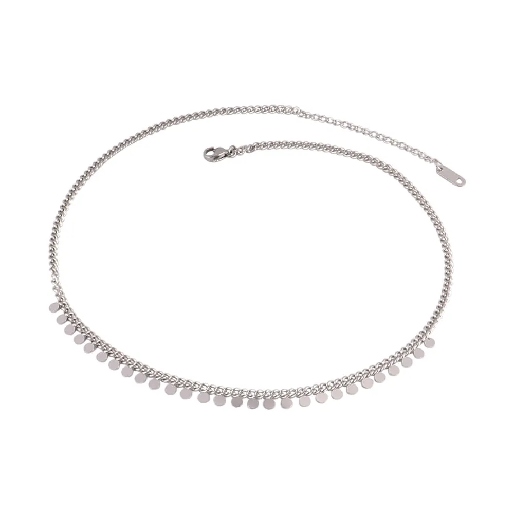 Round Geometric Pendant Necklace Choker