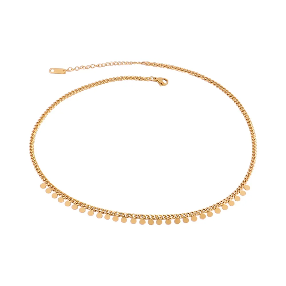 Round Geometric Pendant Necklace Choker