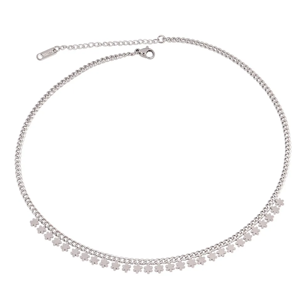 Round Geometric Pendant Necklace Choker