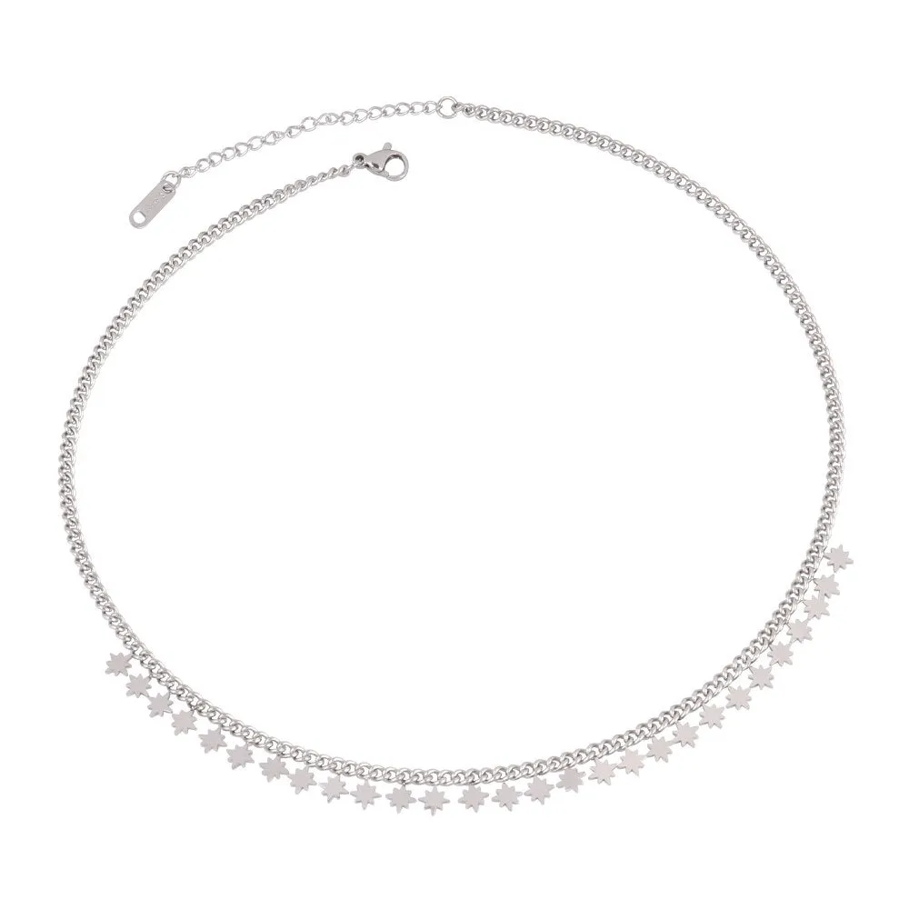Round Geometric Pendant Necklace Choker
