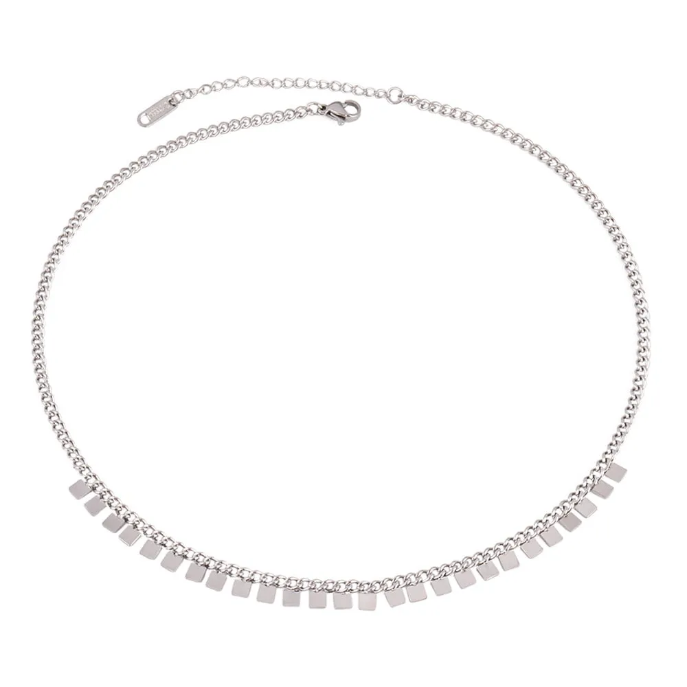 Round Geometric Pendant Necklace Choker
