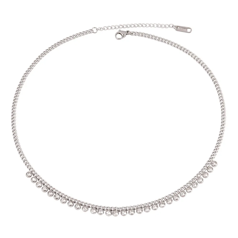 Round Geometric Pendant Necklace Choker